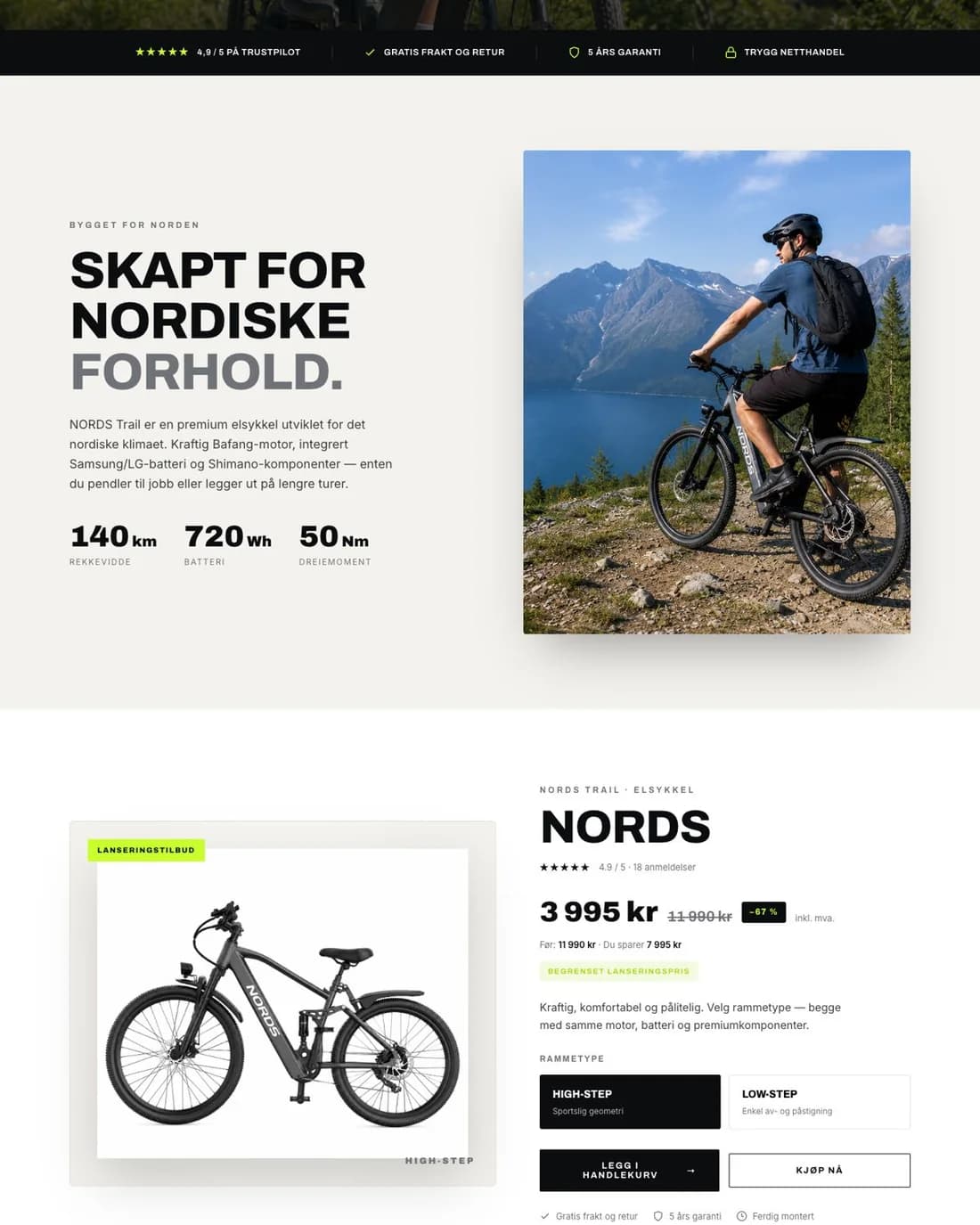 NORDS: A hand-built Norwegian e-bike store, supported by product films, bilingual advertising and customer-service tools.